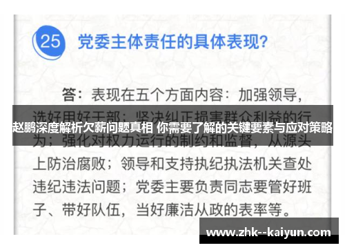 赵鹏深度解析欠薪问题真相 你需要了解的关键要素与应对策略